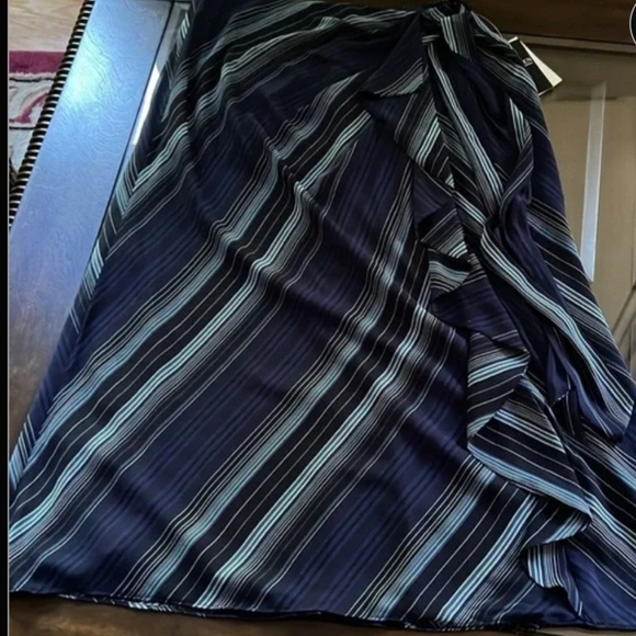 Lauren Ralph Lauren Striped Blue Faux Wrap Skirt - Picture 9 of 13